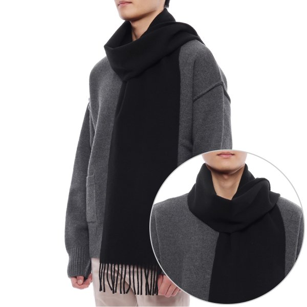 [부산점] 25FW 남성 하트 로고 울 머플러 (BFUSF405 334 001 M 25F)