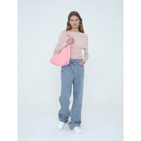 Vegan Leather Small Hobo Bag - Pink