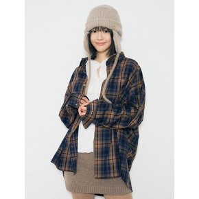 Layered Camel Navy Mood Check Shirt S165