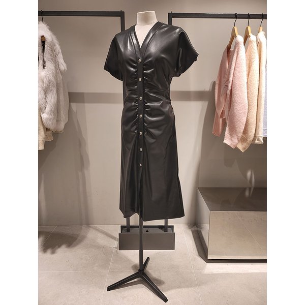 [여주점] 샤인 레더 볼륨 셔링 원피스(SAOP39461)