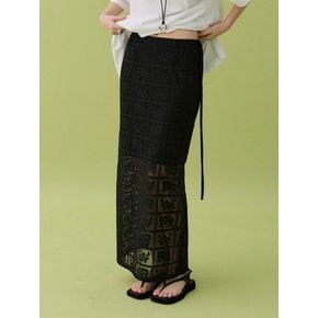 MOA LACE LONG SKIRT - BLACK