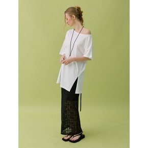 MOA LACE LONG SKIRT - BLACK