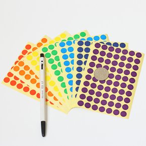 발롱 10 15 20mm 레인보우 색상스티커 컬러 스티커