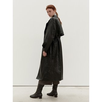 모한 TOF ECO LEATHER TRENCH COAT BLACK