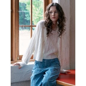 [SET] Mohair Crochet Knit Cardigan & Vest