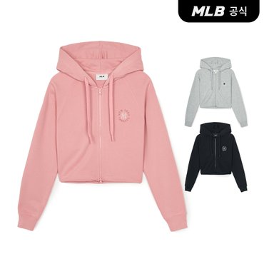 MLB [코리아공식] [MLB] 여성 베이직 원형로고 크롭 후드집업 (3 COLOR)