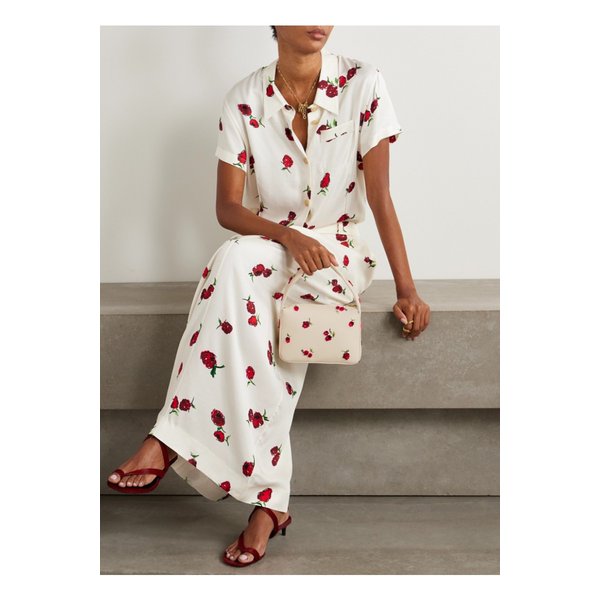 케이트 엘레나 스몰 자수 아플리케 텍스처 가죽 숄더 백 크림 46376663162861068