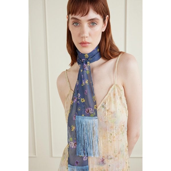 블루 프린지 트림 스카프 46376663163045597