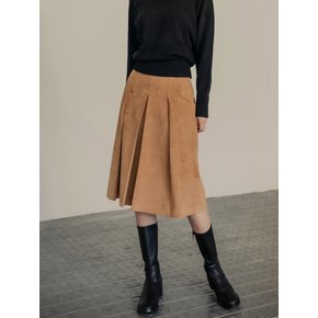 SUEDE PLEATS SKIRT