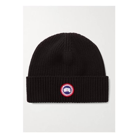 캐나다구스 Logo-Appliquéd Ribbed Wool Beanie