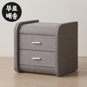 루크 패브릭 침대옆 협탁 2단 서랍장 선반 쇼파 협탁 사이드 테이블 침실(그레이)