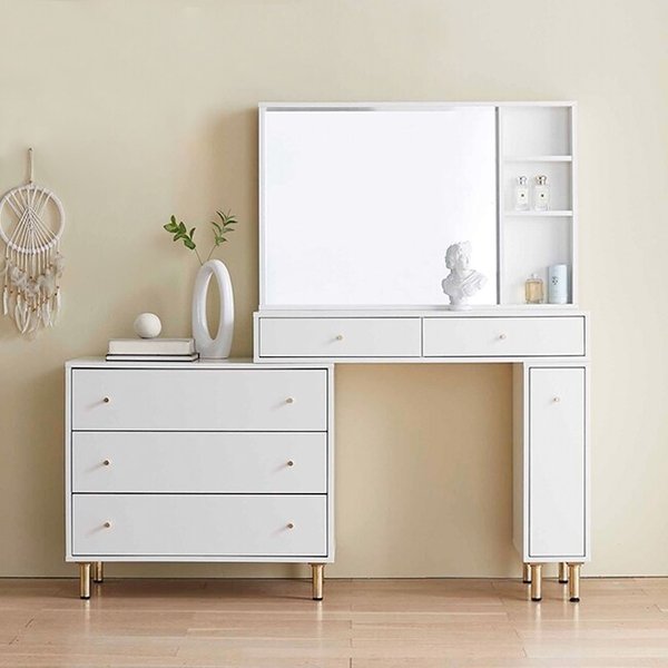 골드라벨 3단서랍 수납거울 확장형 화장대 (넓이100-160cm)