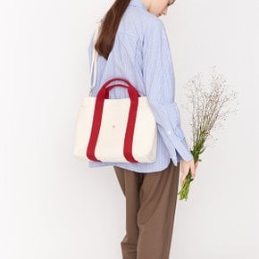 Stacey Daytrip Tote Canvas M Ivory_Red