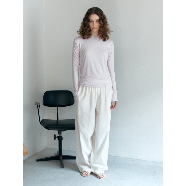 Linen banding pants_ivory