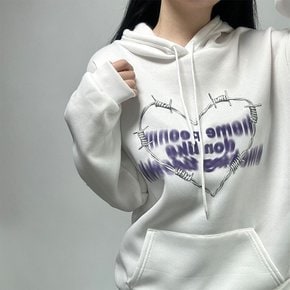 데이룸 여성 하트 레터링 오버핏 후드 티셔츠