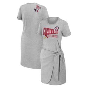 4395313 WEAR by Erin Andrews Womens Heather Gray St. Louis Cardinals Knotted T-Shirt Dress