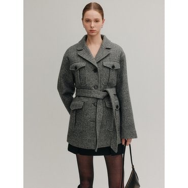 룩캐스트 베일리 울 하프 코트_차콜 / BAILEY WOOL HALF COAT_CHARCOAL