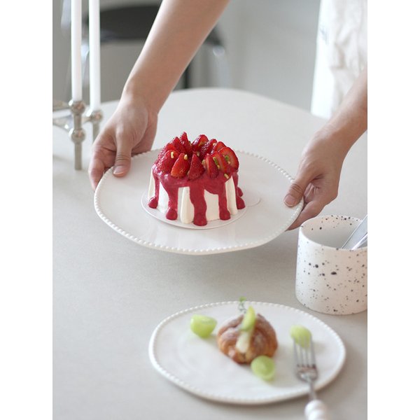 화이트 블랑 도트 디자인 접시 플레이트 20cm/25cm 2종