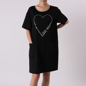 러브모스키노 하트 로고 반팔 원피스 WVH0401S3218 블랙 Heart Logo Dress