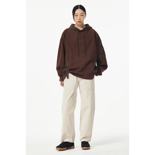 우븐 배색 워크 후드티셔츠 91U5122004070
