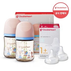 모유실감 3세대 PPSU 젖병 트윈팩 160ml 애니멀타운 +3세대 젖꼭지(2입x1개) S