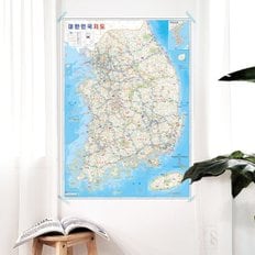  대형 한반도지도 전국도로 교통 (77x107) 코팅 국도 철도 여행 부모님 선물