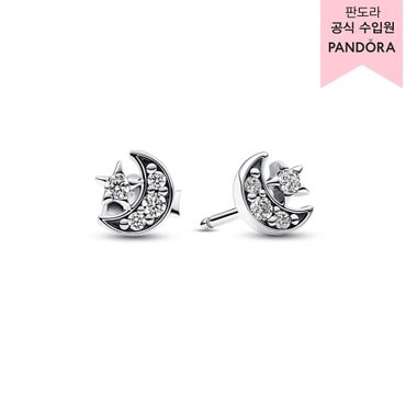 판도라 [백화점 보증서 제공]스파클링 문 & 스타 스터드 이어링_292990C01