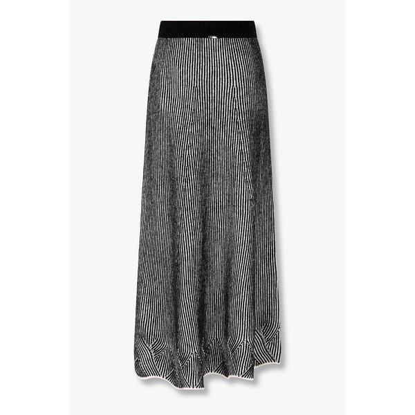 여성 투 톤 스캘럽 헴 울 니트 스커트 4625361507000