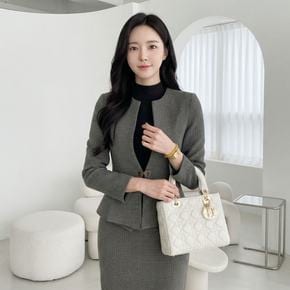 노카라 슬림 자켓 스퀘어 단추 밑단 절개 라인 정장 재킷 77가능