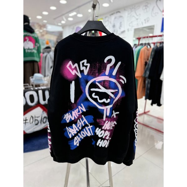 [여주점] 남여공용, 기모 그래피티 맨투맨, 블랙JGZZ22B26