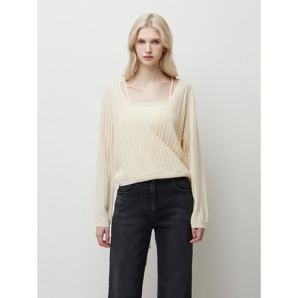 [Online Exclusive] 레이스 조직 나시 셋업 니트_SAKPE4611IV