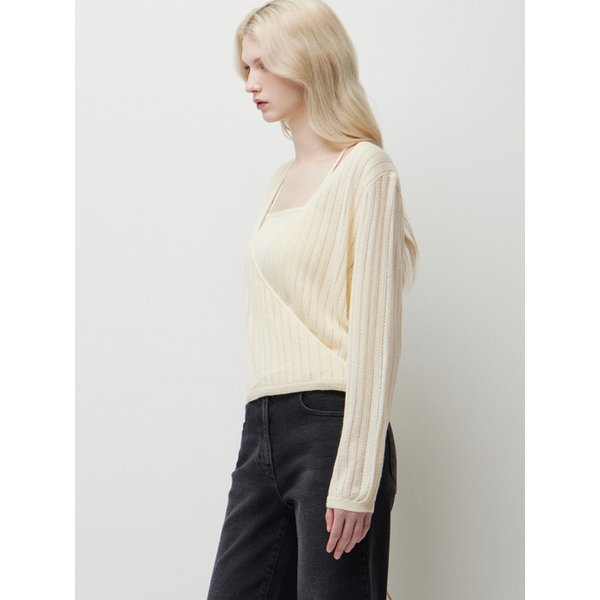 [Online Exclusive] 레이스 조직 나시 셋업 니트_SAKPE4611IV