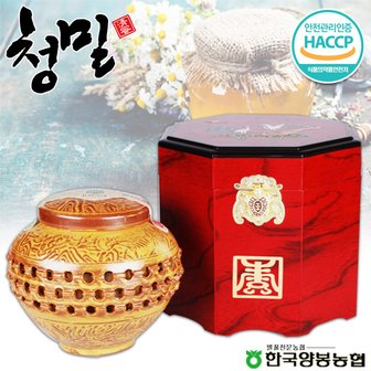 다온푸드 [명절후배송][양봉농협]청밀 도자기 토산꿀 선물세트 1kg