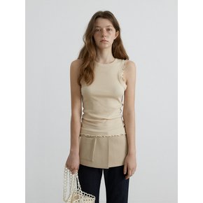 WAVE RIBBED SLEEVELESS_LIGHT BEIGE