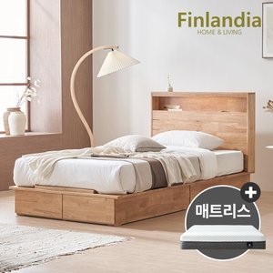 핀란디아 넬슨 LED 원목 평상형 침대 슈퍼싱글SS+무중력메모리폼매트리스
