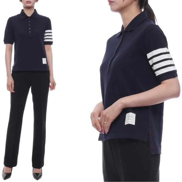 [부산점] 25FW 여성 사선 스트라이프 폴로 반팔티셔츠 (FJP052G 07976 415 25F)