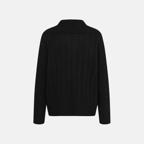 울 스팽글 케이블 카라넥 니트 BE26A3FRP3899