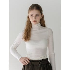 Turtleneck basic T-shirt - ivory