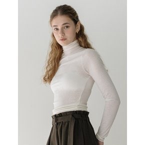 Turtleneck basic T-shirt - ivory