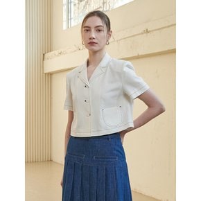 24SS 크롭 린넨자켓-오프 화이트