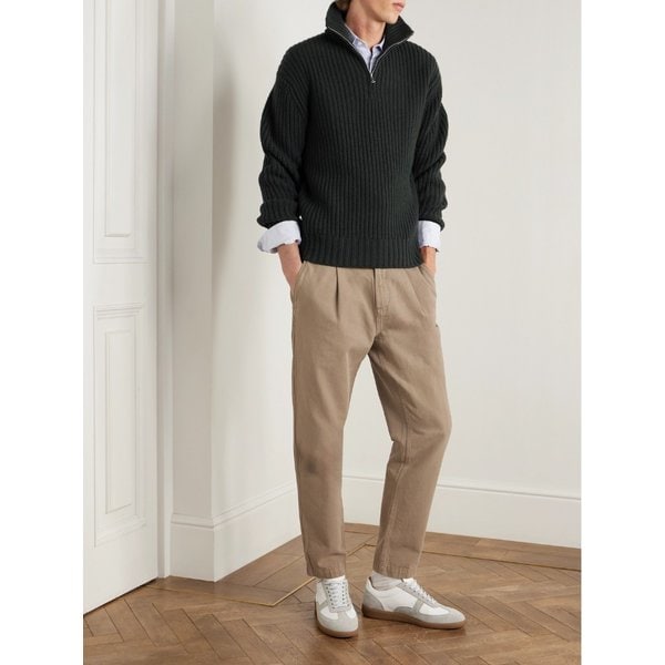 미스터 피 다니엘 테이퍼드 플리츠 코튼 캔버스 팬츠 46376663162889166