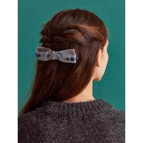 Sequin flower velvet ribbon hairpin (2colors)