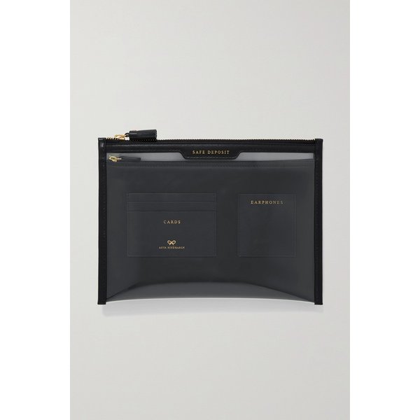 Safe Deposit Leather-trimmed Pvc Pouch 블랙