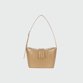 HOBART Folded Top Small Bucket Bag - Beige