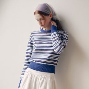 STRIPE ROUND NECK KNIT ROYAL BLUE