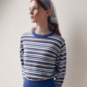 STRIPE ROUND NECK KNIT ROYAL BLUE