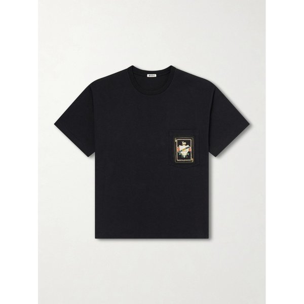 보디 로고 아플리케 코튼 저지 티셔츠 46376663162957811