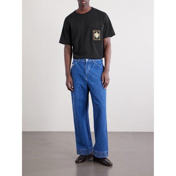 보디 로고 아플리케 코튼 저지 티셔츠 46376663162957811