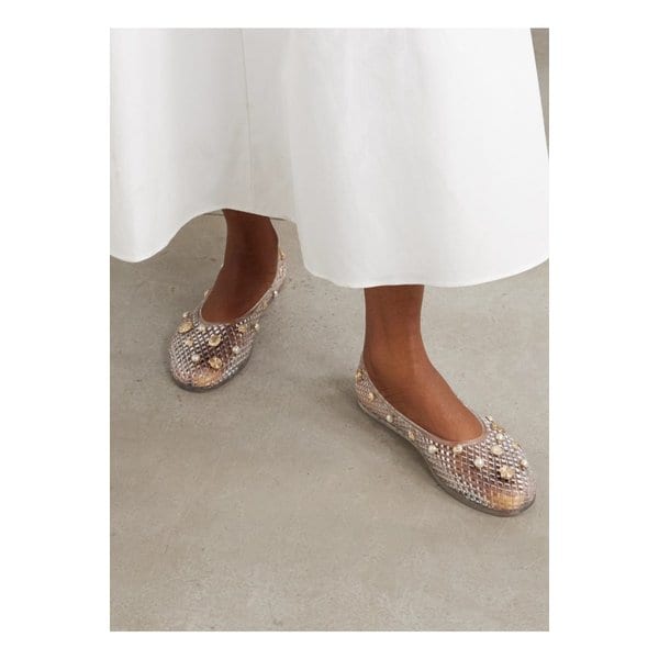 아이로 장식 컷아웃 러버 발레리나 플랫 슈즈 클리어 46376663162863498