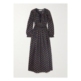 D&Ocirc;EN 도엔 델피나 셔링 플로럴 프린트  코튼 보일 미디 드레스 멀티컬러 46376663162911332